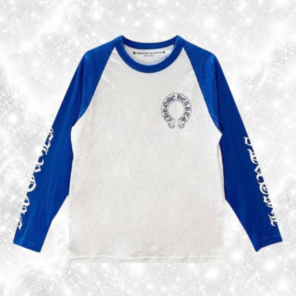 WHITE BLUE BASEBALL LONGSLEEVE