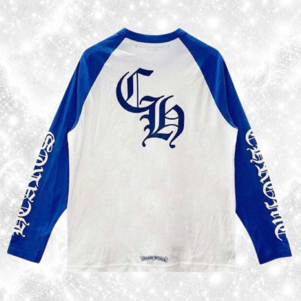 WHITE BLUE BASEBALL LONGSLEEVE