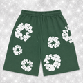 GREEN DENIM SHORTS