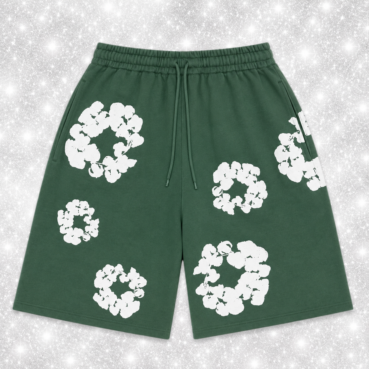 GREEN DENIM SHORTS