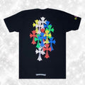BLACK MULTICOLOR CROSS TEE
