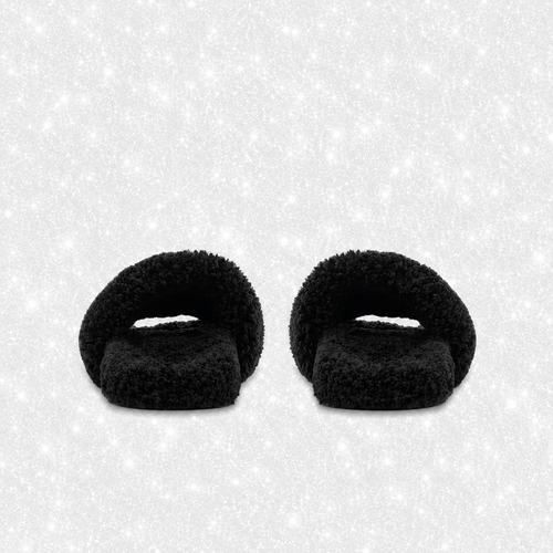 BLACK FUR SLIDES