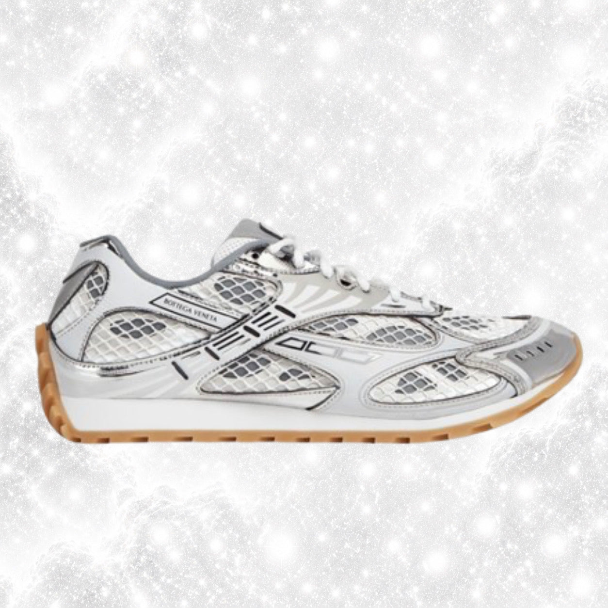 B0TTEG4 V3NET4 ORBIT WHITE SILVER SNEAKERS