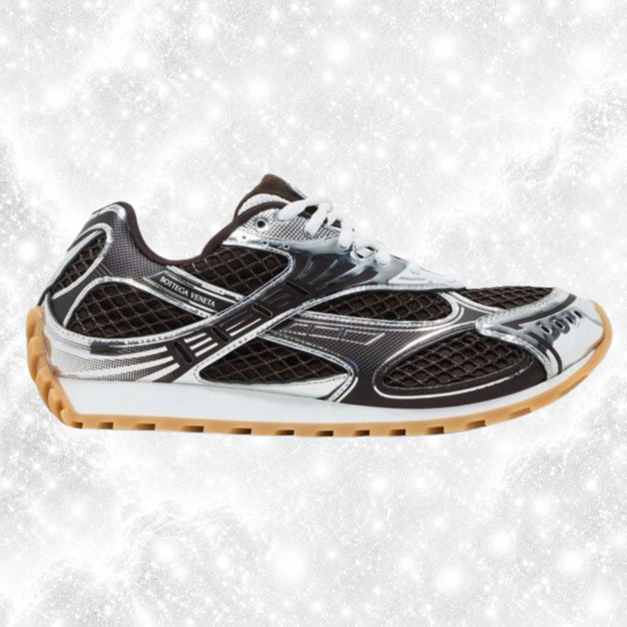 B0TTEG4 V3NET4 ORBIT BLACK SILVER SNEAKERS