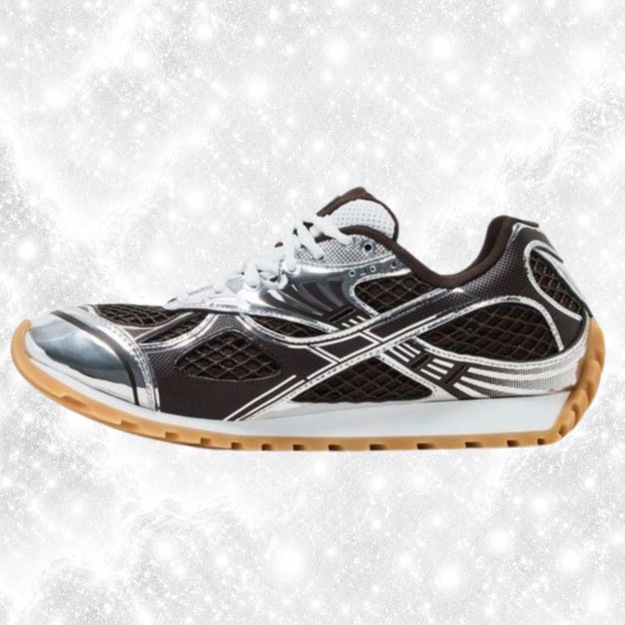 B0TTEG4 V3NET4 ORBIT BLACK SILVER SNEAKERS
