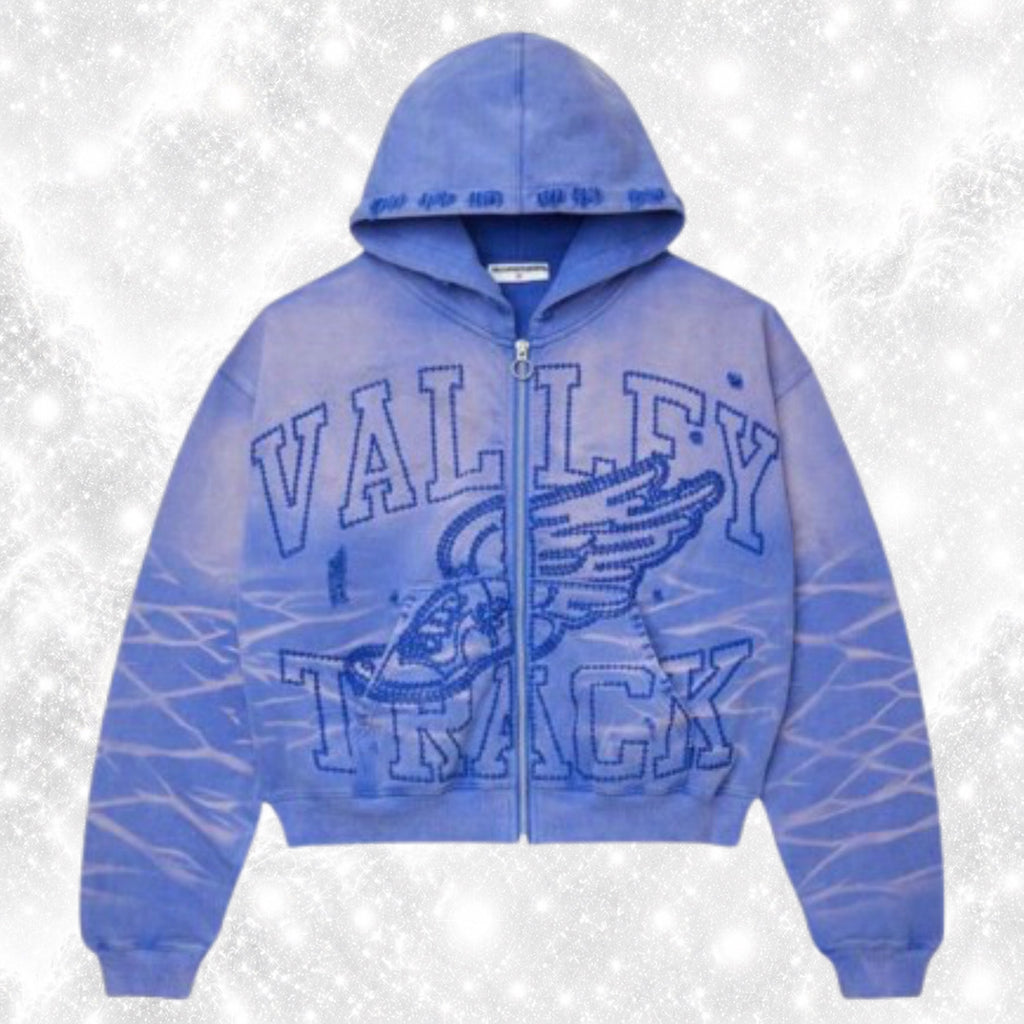 V4LE F0REVER WILDFLOWER ZIP UP HOODIE BLUE