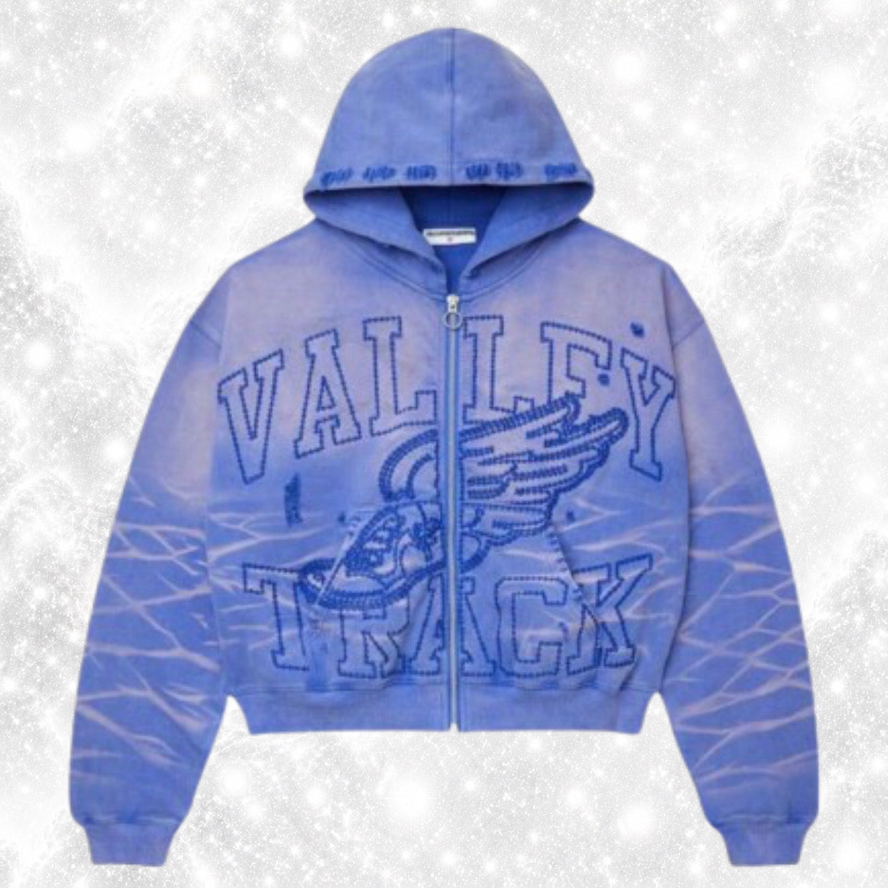 V4LE F0REVER WILDFLOWER ZIP UP HOODIE BLUE