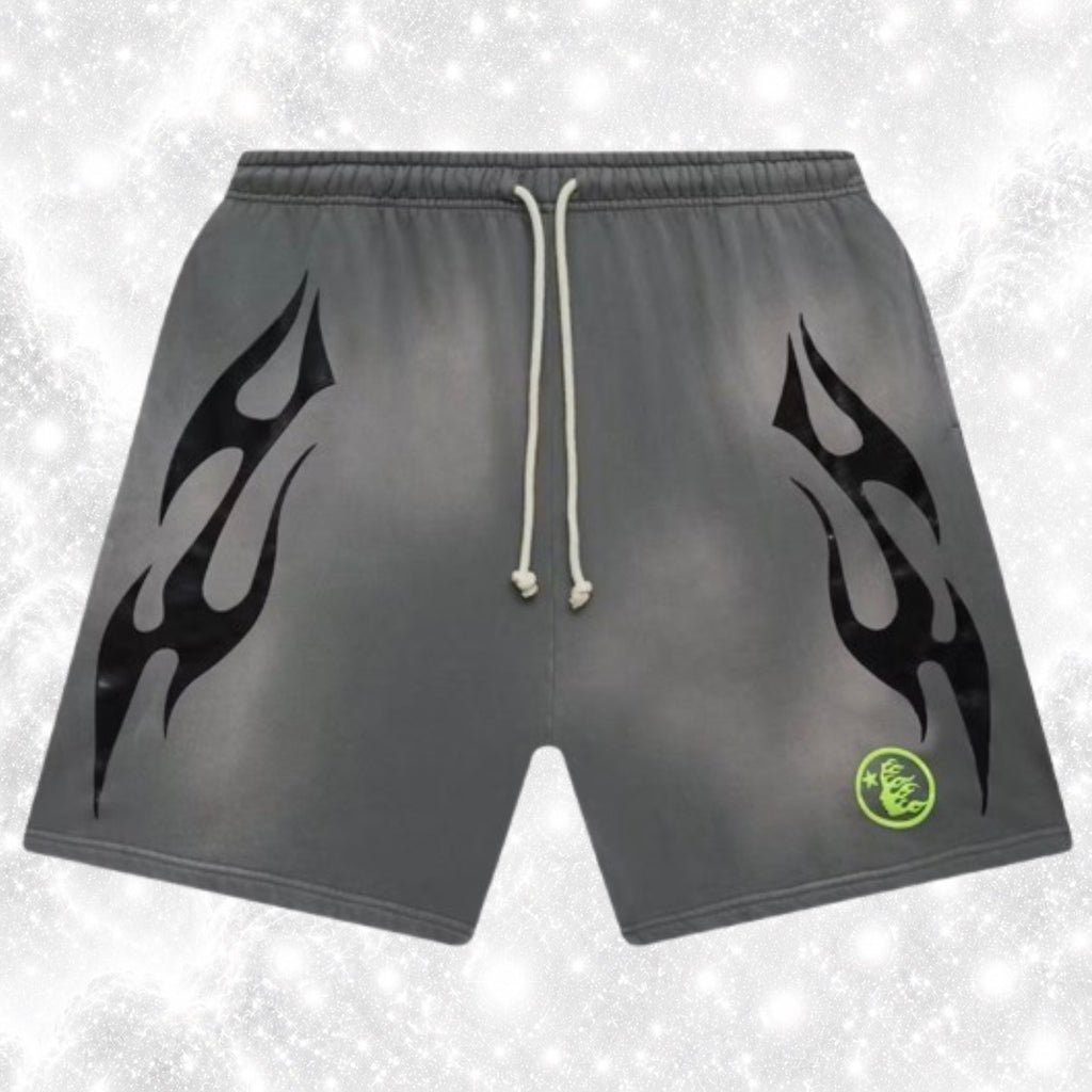 H3LLST4R FLAME SHORTS GREY