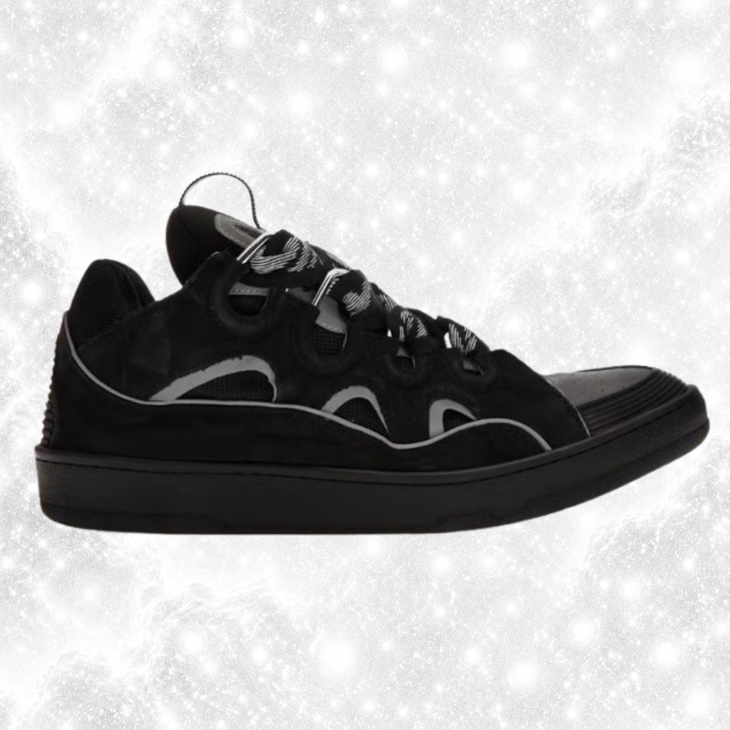 L4NV1N LEATHER CURB REFLECTIVE BLACK SNEAKERS