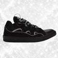L4NV1N LEATHER CURB REFLECTIVE BLACK SNEAKERS