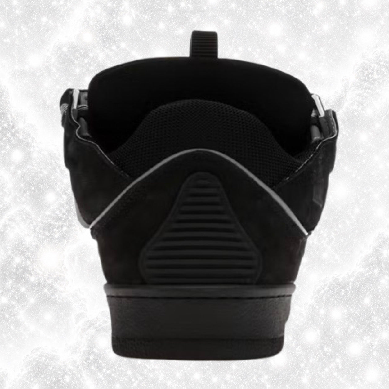 L4NV1N LEATHER CURB REFLECTIVE BLACK SNEAKERS